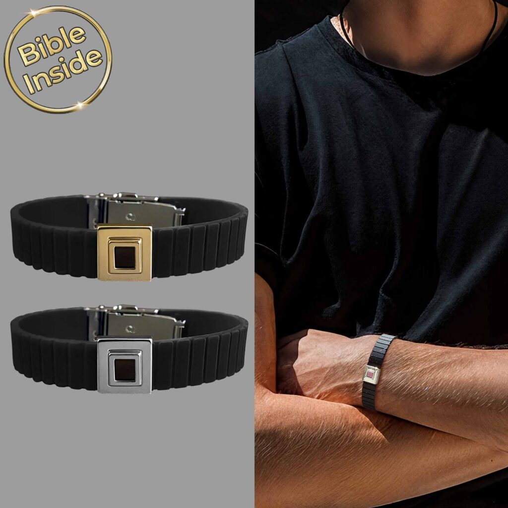 Unique Bible Gift: Modern Black Bracelet with Complete Bible Inside - My Nano Jewelry